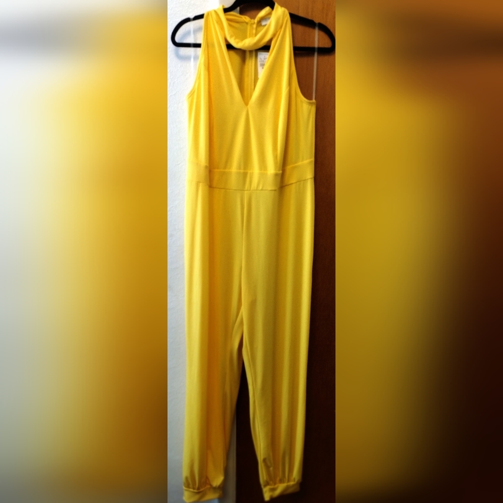 Ashley Stewart Yellow Sleeveless Pant Jumpsuit.